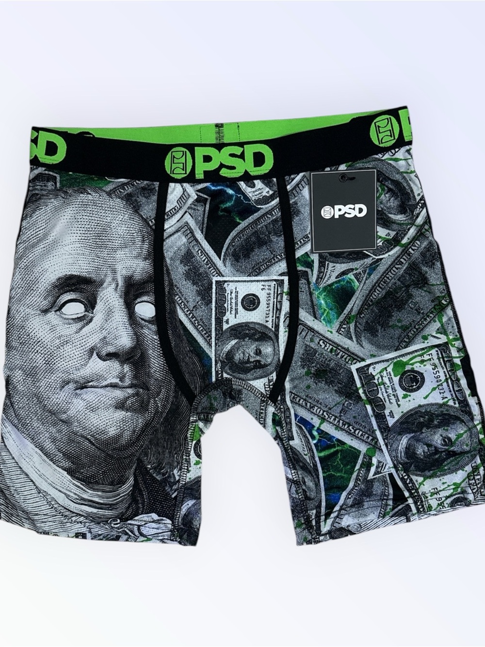 PSD Men’s Green Money-Print Boxer Briefs MEDIUM
